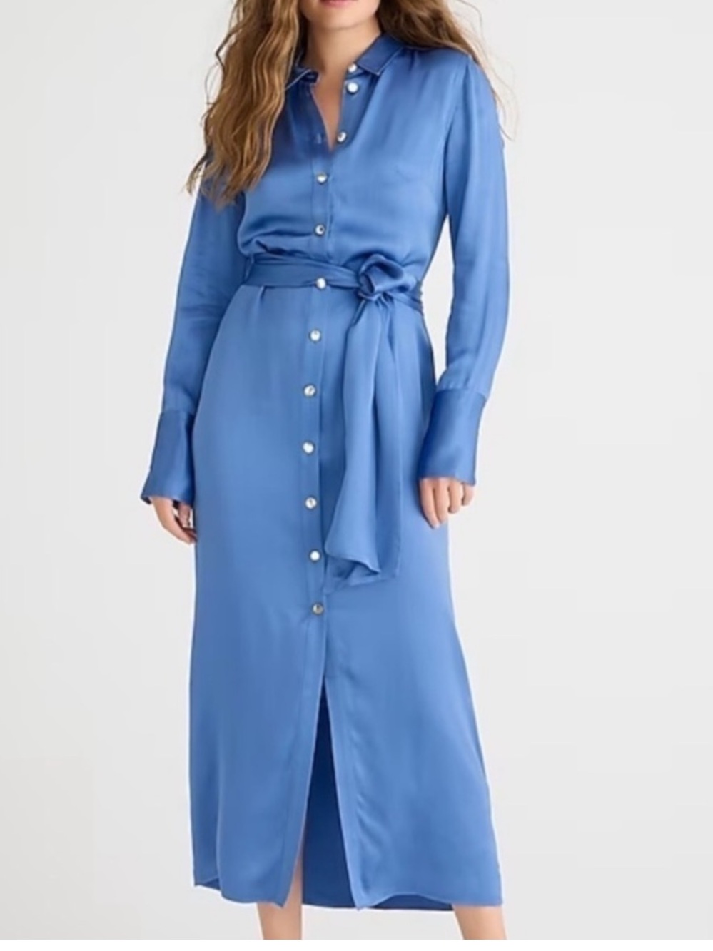 J. Crew Drapey Shirtdress In Luster Crepe Delphinium Blue